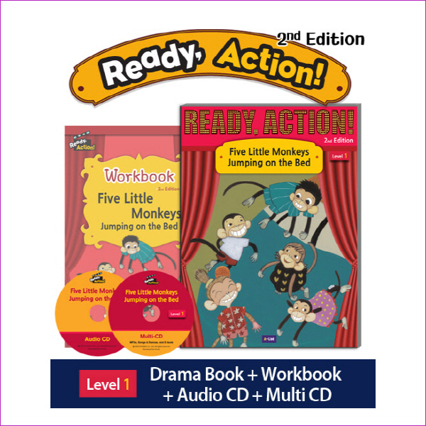 Ready Action. 1: Five Little Monkeys Jumping on the Bed(SB+WB+CDs)(2판)(CD2장포함)(Ready Action Leve